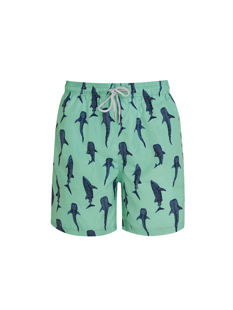 Green Whale Shark Men's Swim Shorts