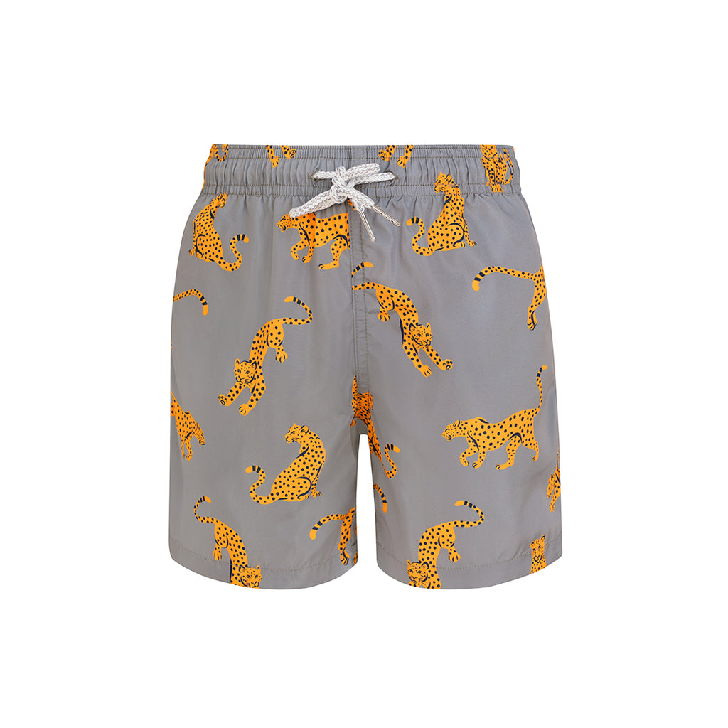 Grey Cheetah- Baby Swim Shorts