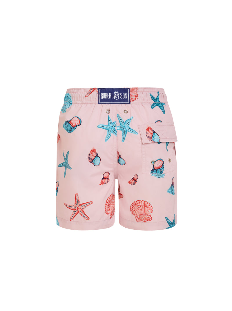 Pink Shell Starfish Boys Swim Shorts