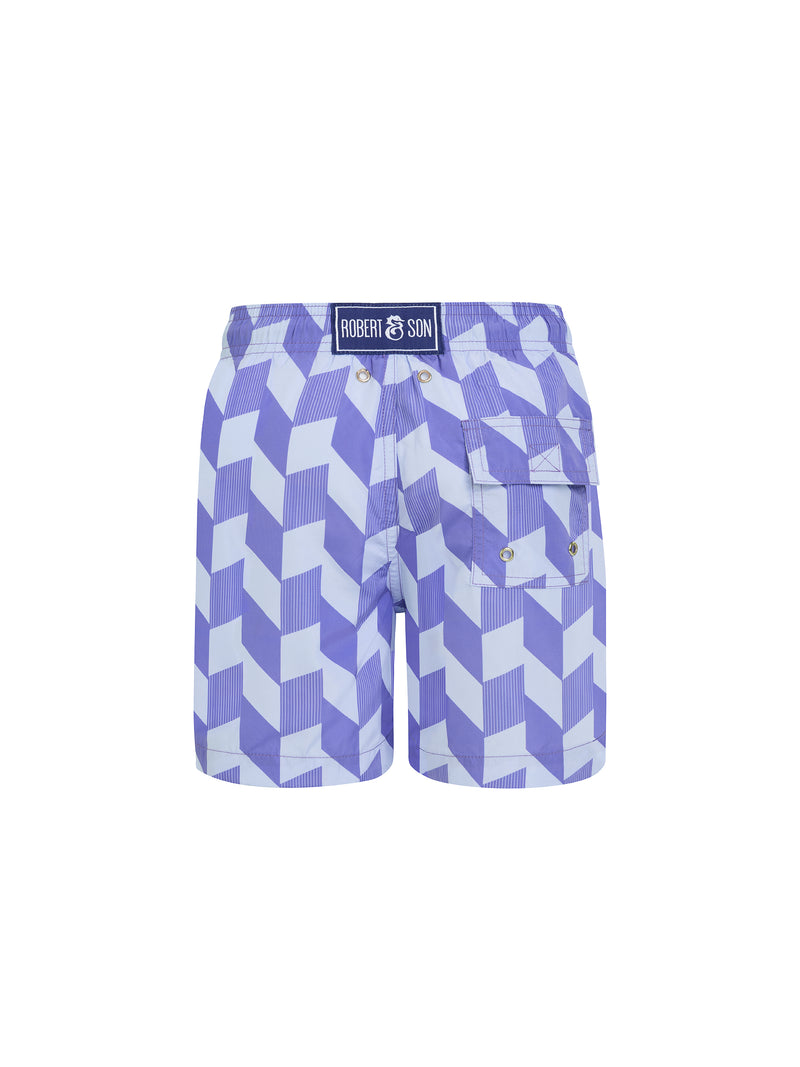 Blue Zigzag Boys Swim Shorts