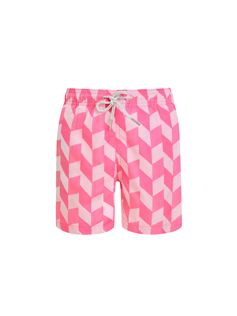 Pink Zigzag Boys Swim Shorts