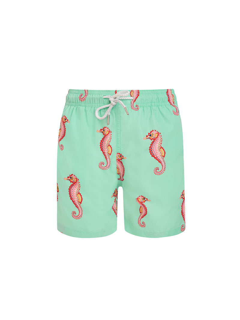Light Green Seahorse Baby Swim Shorts