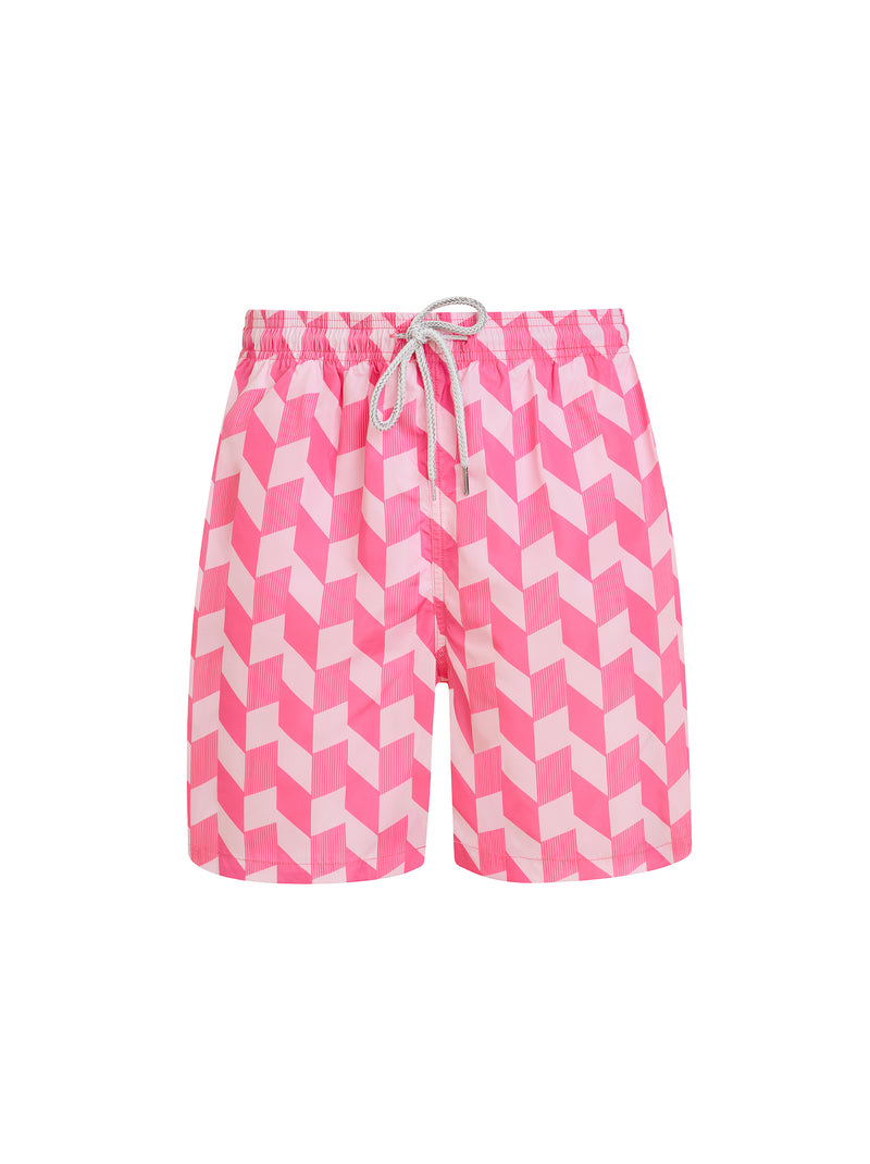 Pink Zigzag Men's Swim Shorts