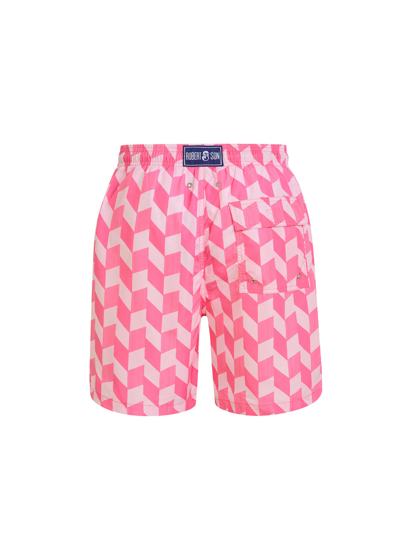 Pink Zigzag Men's Swim Shorts