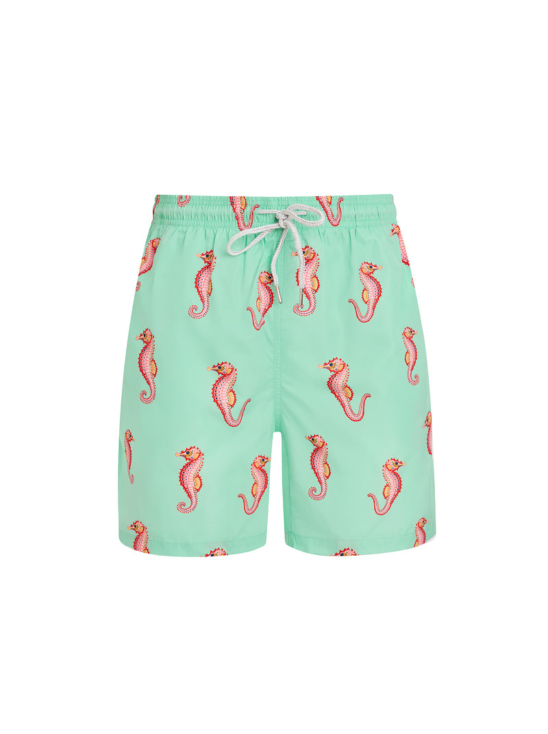 Light Green Seahorse Men's Swim Shorts