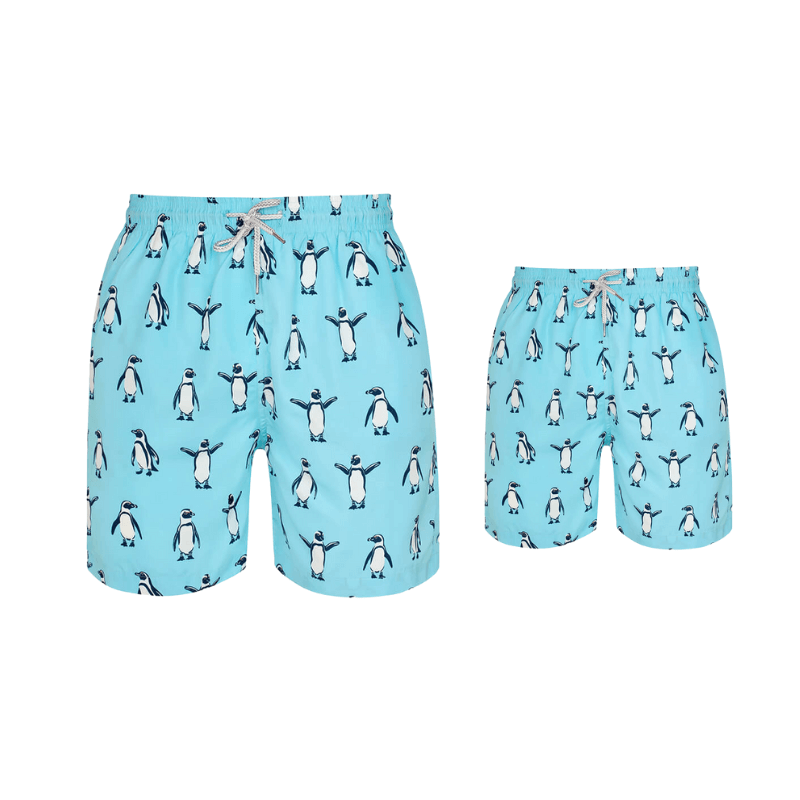 Ice Blue Penguins Swim Shorts Bundle