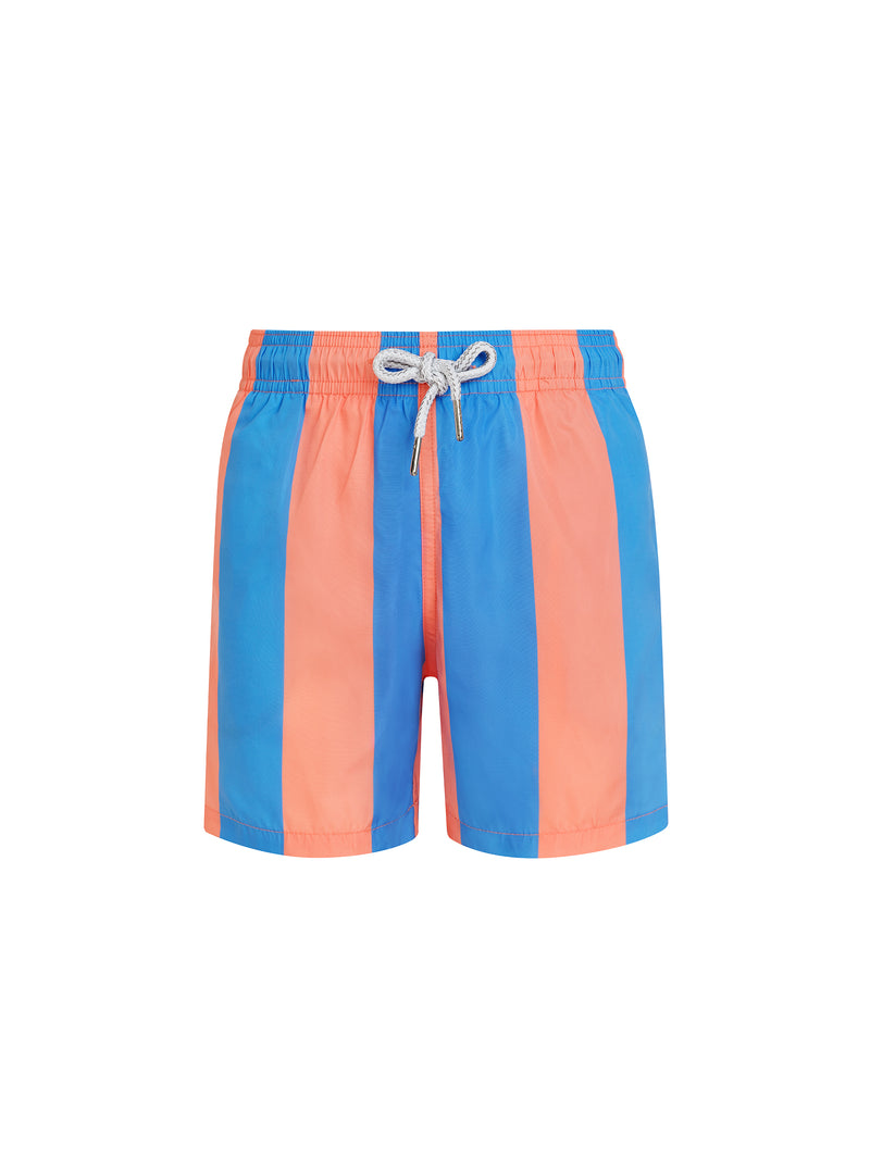 Bold Blue & Orange Stripe Baby Swim Shorts