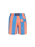 Bold Blue & Orange Stripe Boys Swim Shorts