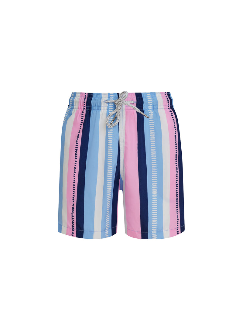 Pink Multistripe Boys Swim Shorts