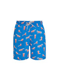 Stylish designer blue red panda pattern swim shorts for men and boys