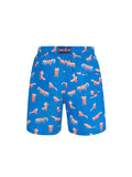 Designer blue red panda swim shorts for men and boys with pocket