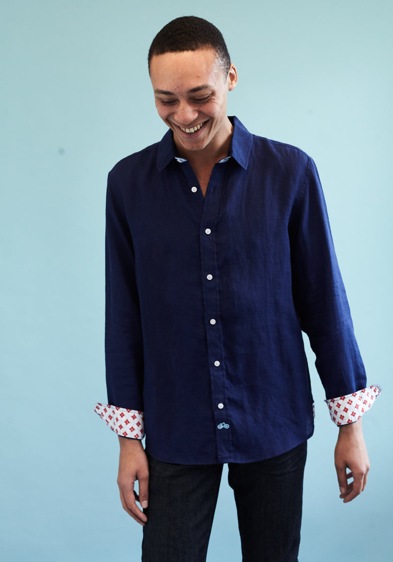 Mens Tobias Shirt, Navy - RobertandSon