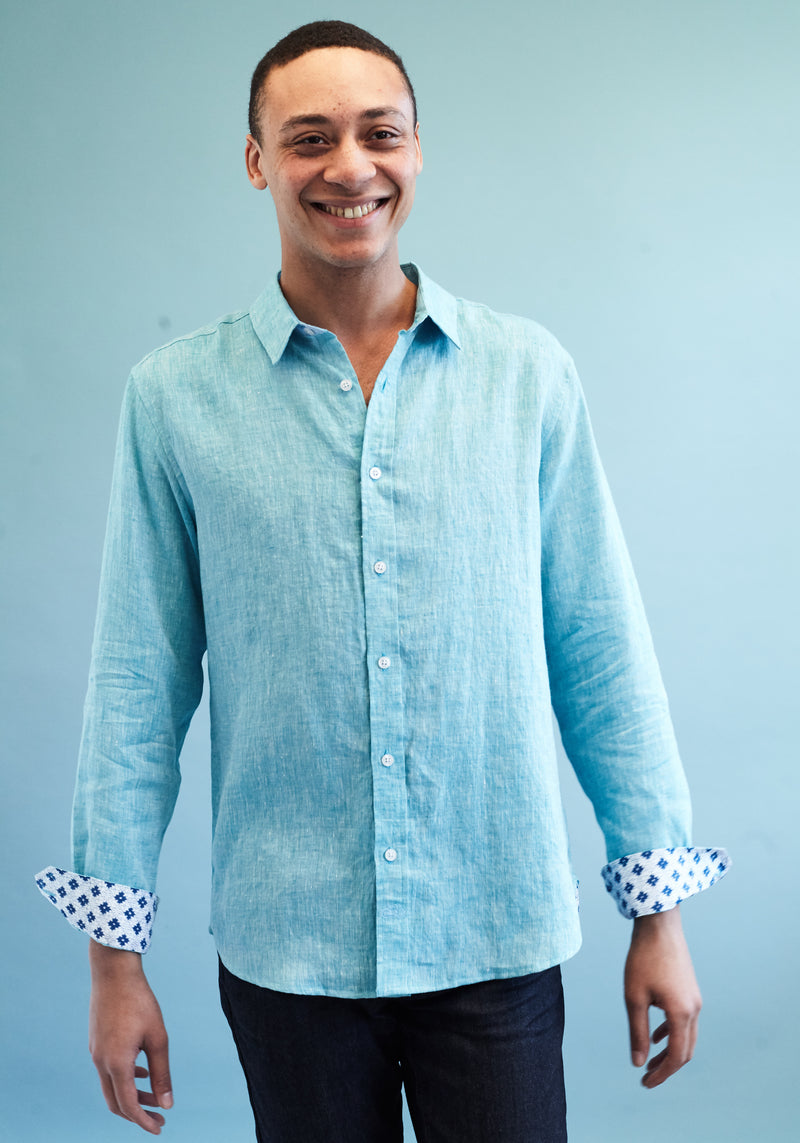 Mens Tobias shirt, Turquoise - RobertandSon