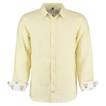 Mens Tobias Shirt, Yellow And White Striped - RobertandSon