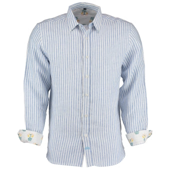 Mens Tobias Shirt, Blue And White Striped - RobertandSon