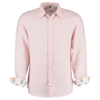 Mens Tobias Shirt, Pink And White Striped - RobertandSon