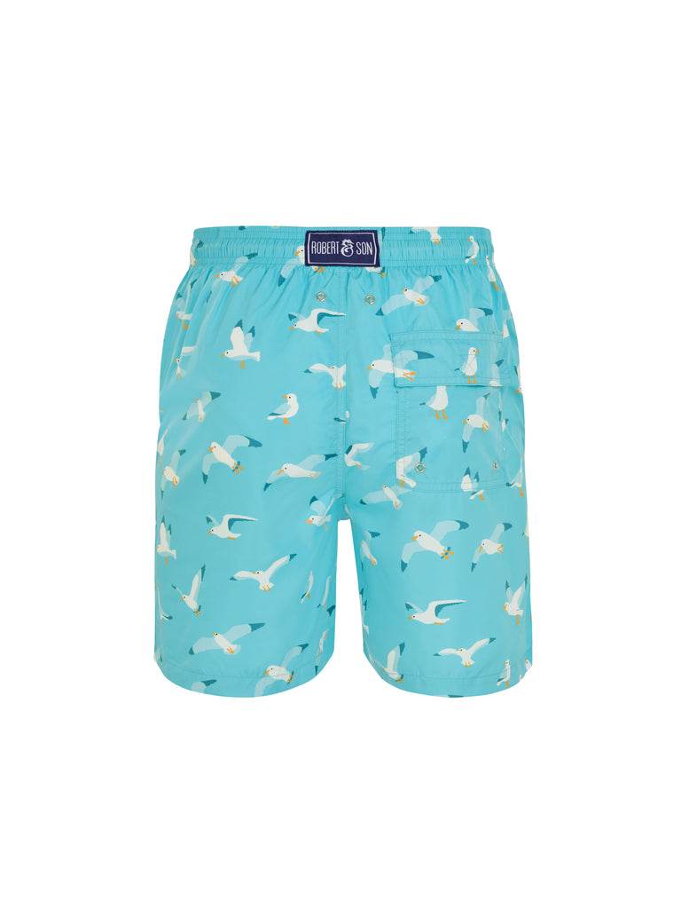 Light Blue Seagulls - Boys Swim Shorts